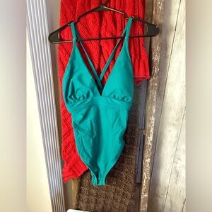 Women’s One Piece Cut Out Size Sm Aqua/Green Bathing Suit